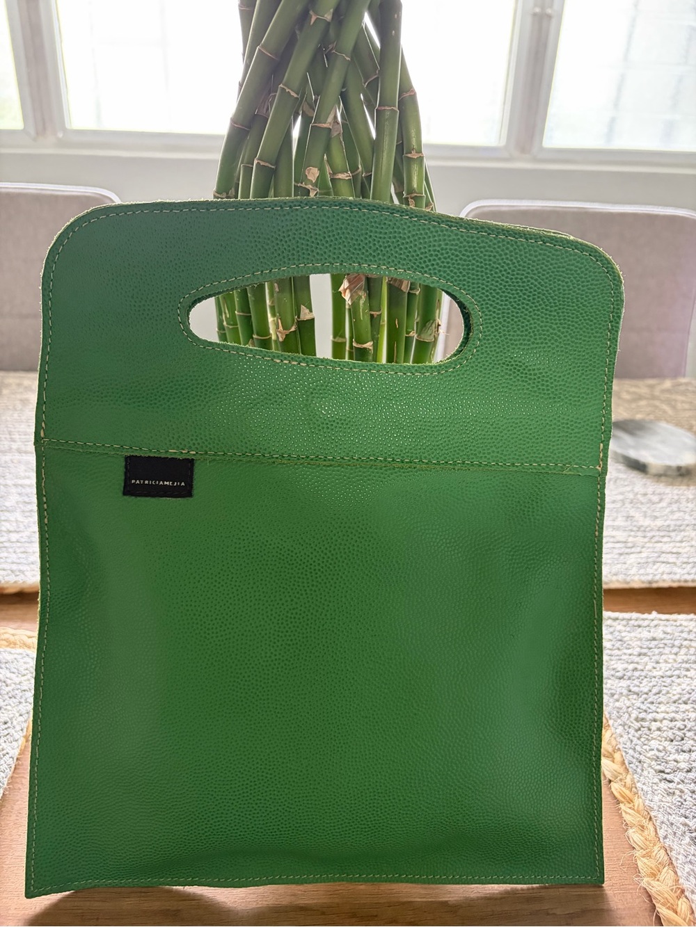 Patricia Mejia Hand made in Colombia Green Leather Hand Bag